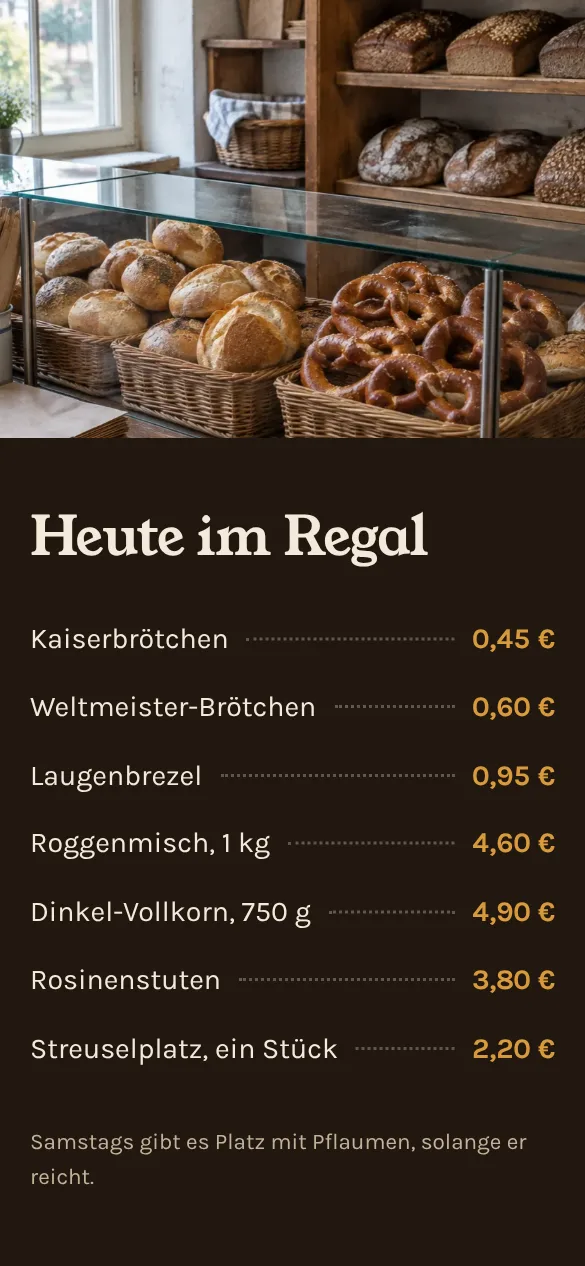 Brötchen und Brezeln in der Theke der Bäckerei