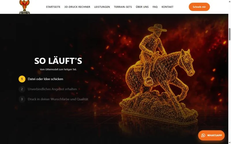 Abschnitt So läuft's mit leuchtender Gitter-Figur eines Reiters